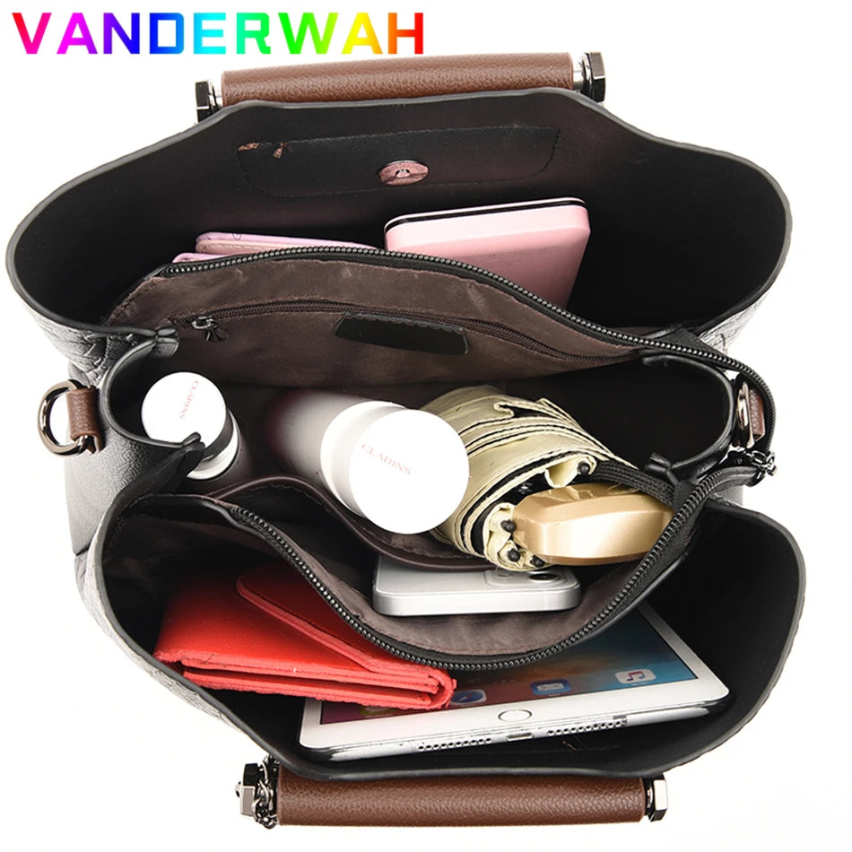 Brand Leather 3 Layers Alligator Crossbody Collection Bags