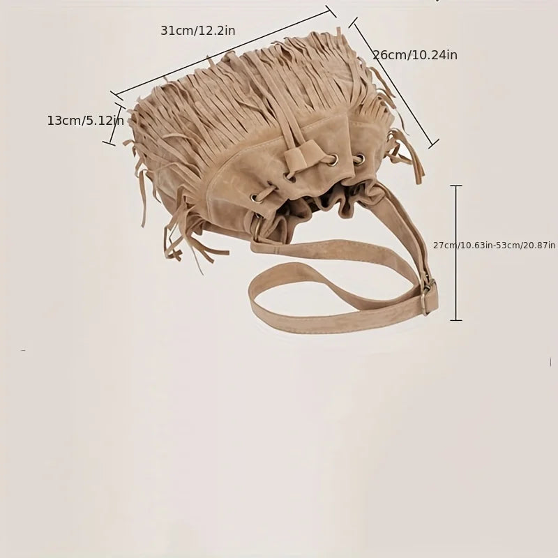 Fashion Soft Velvet Frosted Tassel Bag