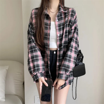 Women Tartan Shirt Long Sleeve