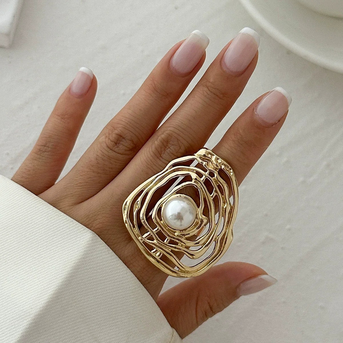 Exaggerated Gold Color Ring Set