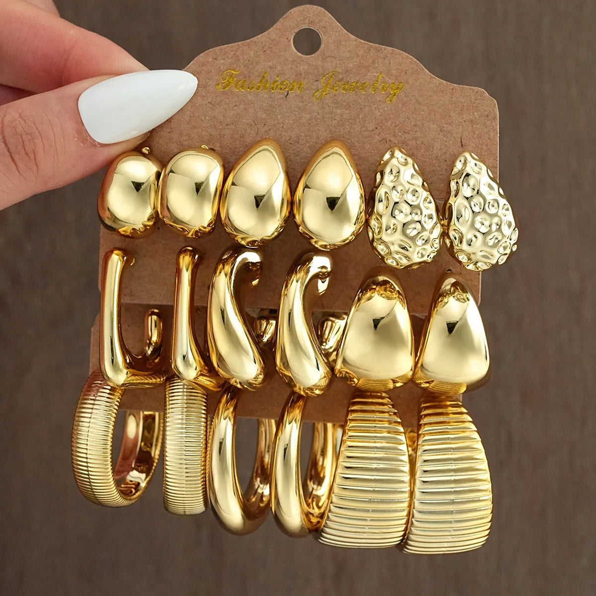 Set Vintage Punk Waterdrop Hoop Earring