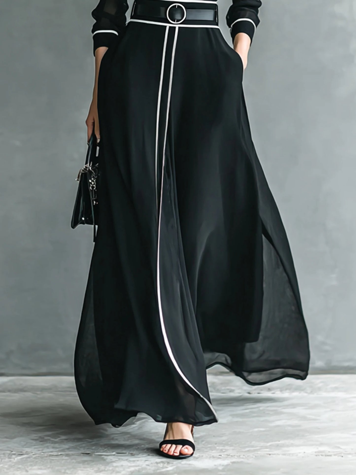 French Elegant Chiffon Maxi Dress
