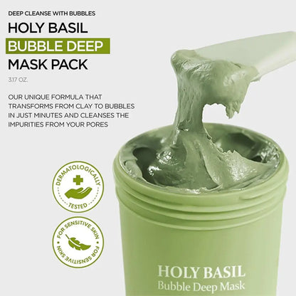 Korean Carbonic Acid Holy Basil Bubble Facial Mask