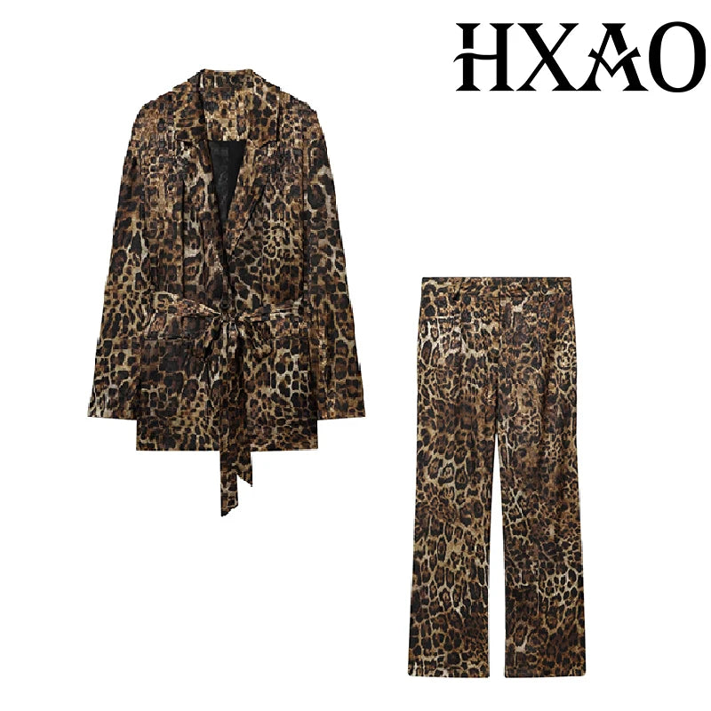 HXAO Leopard Pants Sets 2 Piece Set