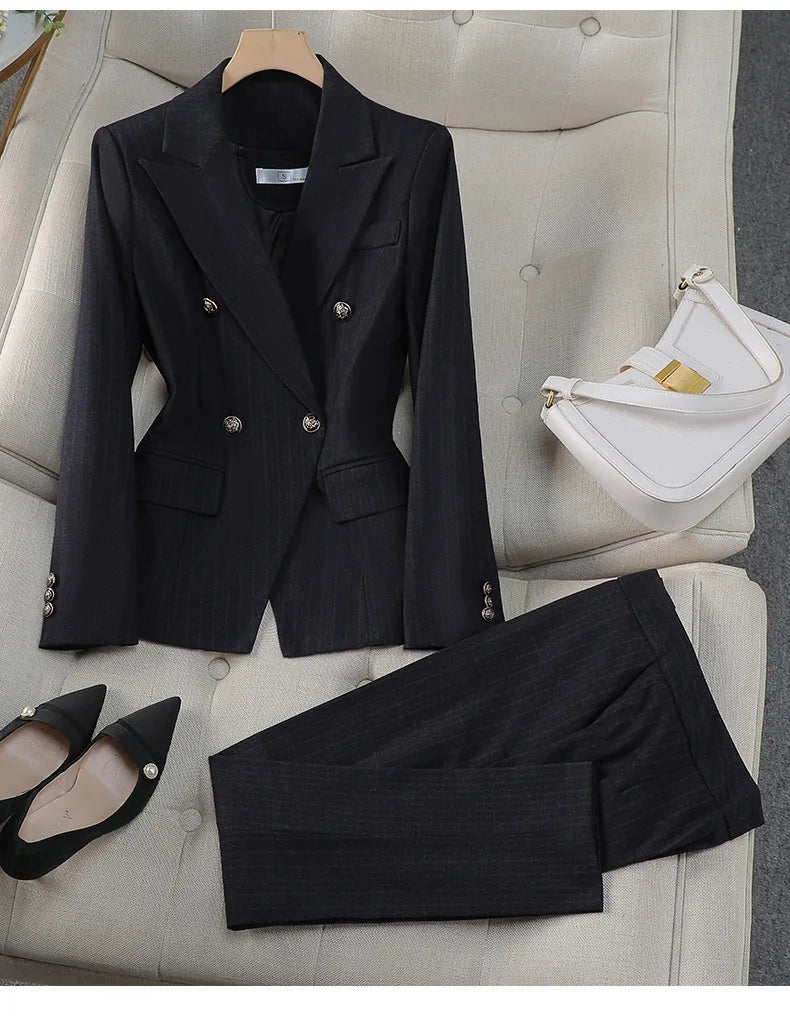 Official Interview Formal Blue Blazer Women High-end Pant Suit