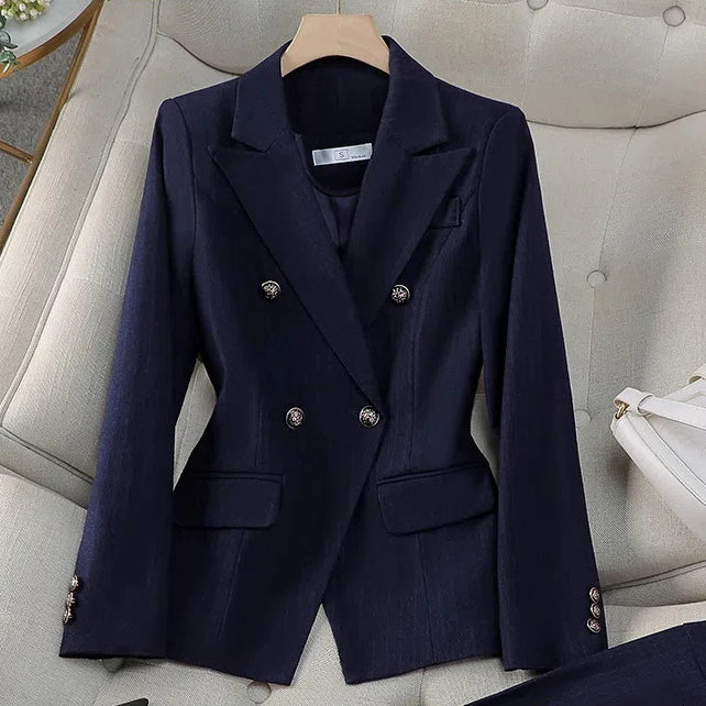 Official Interview Formal Blue Blazer Women High-end Pant Suit