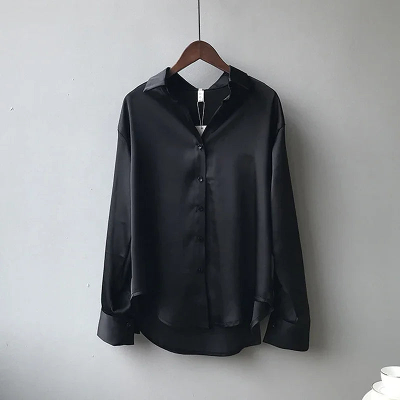 Elegant Satin Loose Women Shirt