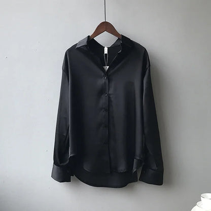 Elegant Satin Loose Women Shirt