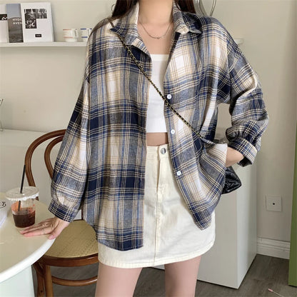 Women Tartan Shirt Long Sleeve