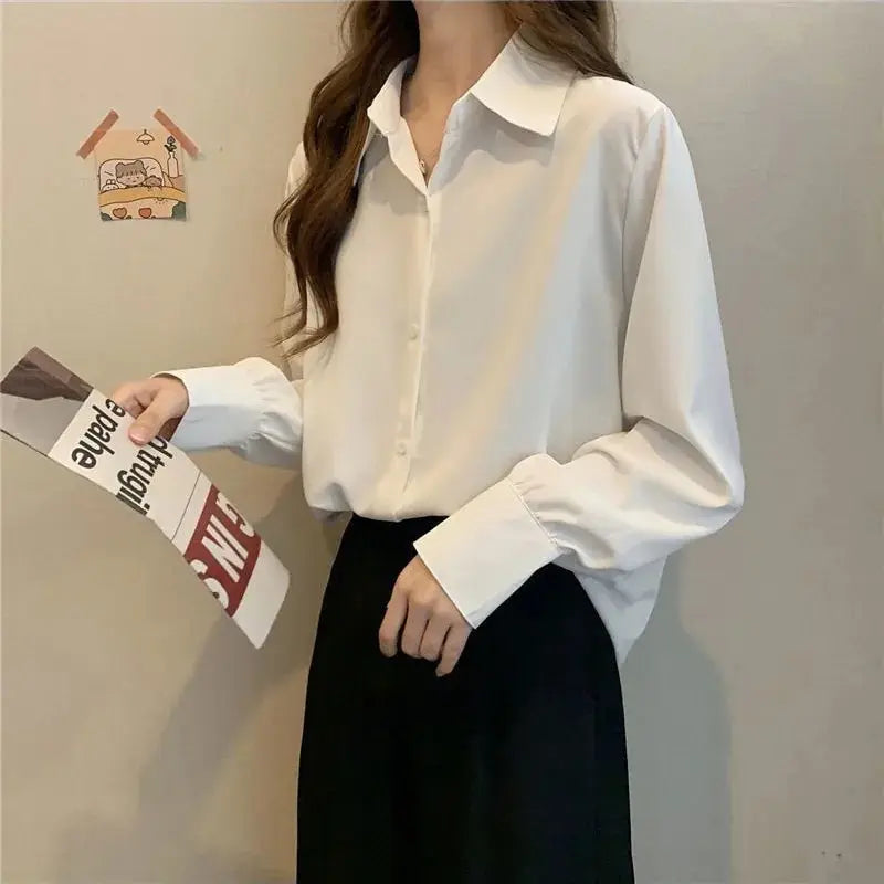 GIDYQ Women Chiffon White Shirt