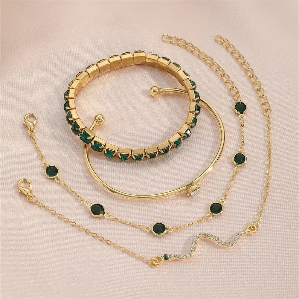 Fashionable Snake Imitation Gemstone Bangle Rhinestone Full Metal Bracelet