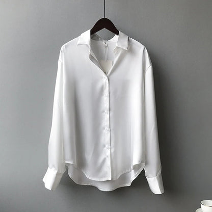 Elegant Satin Loose Women Shirt