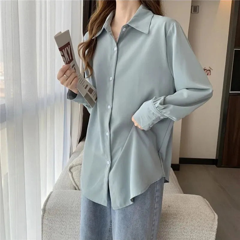 GIDYQ Women Chiffon White Shirt
