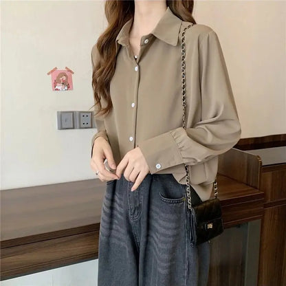 GIDYQ Women Chiffon White Shirt