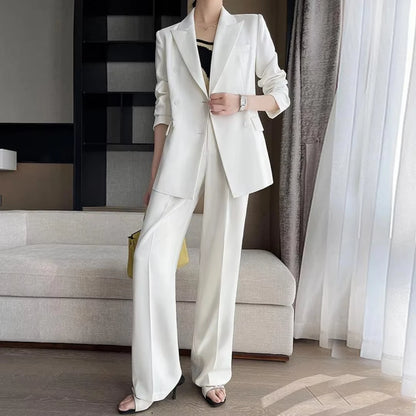 Women Suit 2 Pieces White Double Button
