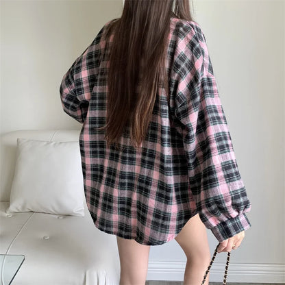 Women Tartan Shirt Long Sleeve