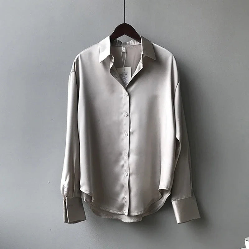 Elegant Satin Loose Women Shirt