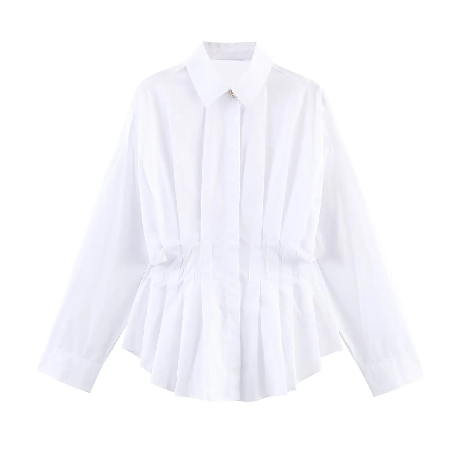 BSAY white Pleated waist Poplin Shirt